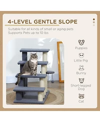 PawHut 4 Levels Cat Steps with Scratching Posts for High Bed, Sofa,
