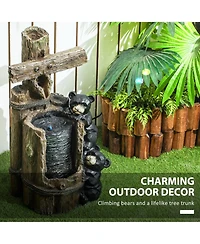 Outsunny 3-Tier 22.8" Outdoor Waterfall Fountain with Led Lights, Pump
