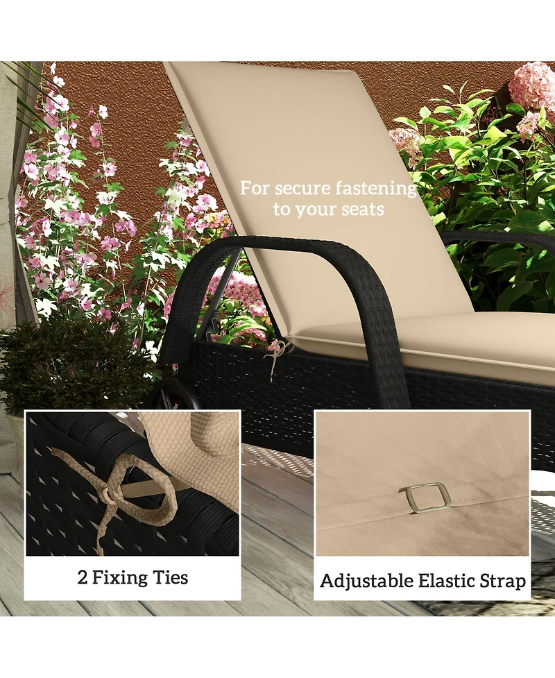 Outsunny 2PCS Chaise Lounge Chair Cushion, 76" x 23",