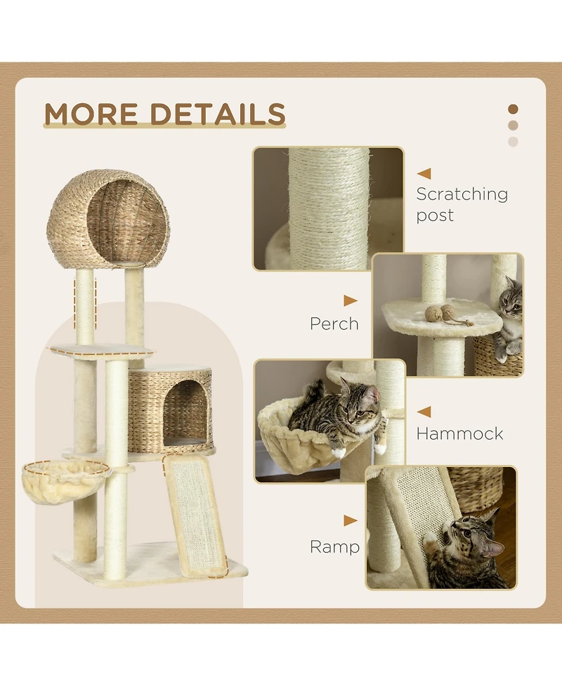 PawHut 59 Inch Cat Tree for Indoor Cats with Cat Condo, Hammock,