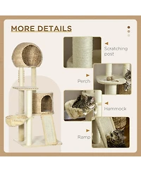 PawHut 59 Inch Cat Tree for Indoor Cats with Cat Condo, Hammock,