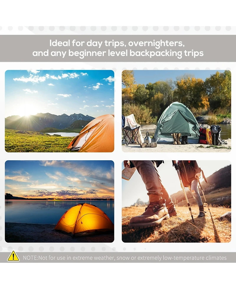 Outsunny 2-3 People Pop Up Camping Tent Waterproof Automatic Instant Tent Portable Cabana Beach Tent with Rainfly, Carry Bag, Windows and Doors, Outdo