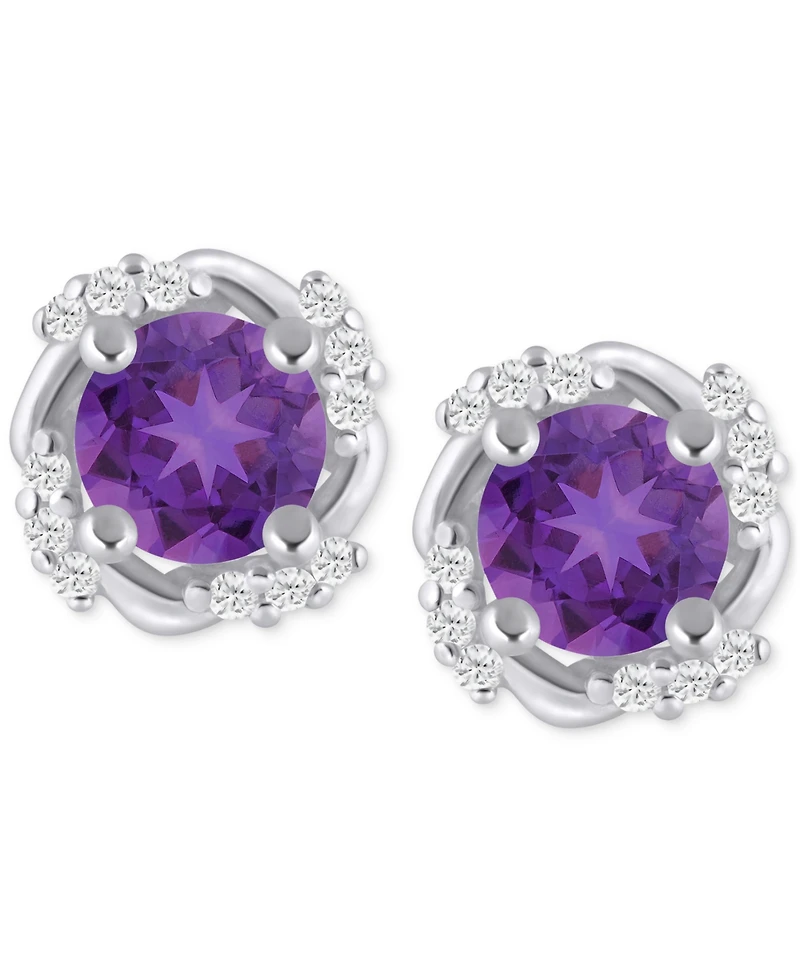 Macy's Gemstone and Diamond Framed 1/3" Stud Earrings 14K Yellow Gold (also White Gold)