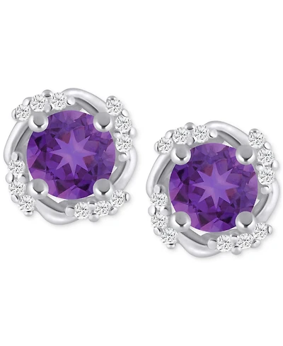 Macy's Gemstone and Diamond Framed 1/3" Stud Earrings 14K Yellow Gold (also White Gold)