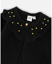Deux par Girl Knitted Cardigan with Rhinestones Black