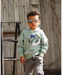 Deux par Boy Super Soft Hooded Brushed Jersey Sweatshirt with Graphic Print Green
