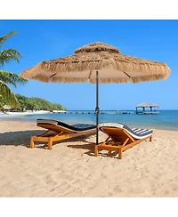 Mecale 10 ft Hawaiian Style Solar Lighted Thatched Tiki Patio Umbrella