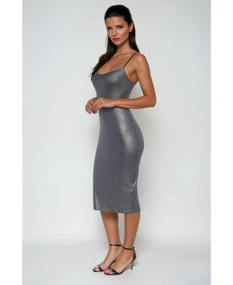 Bebe Women's Foil Rib Midi Dress