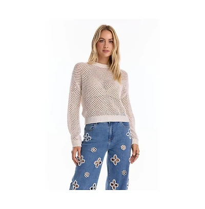 The Noli Shop Women's Lucie Sequin Crochet Top - Espresso