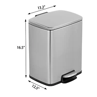 Mega Casa 5.3 Gal./20 Liter Rectangular Stainless Steel step-on Trash Can for kitchen