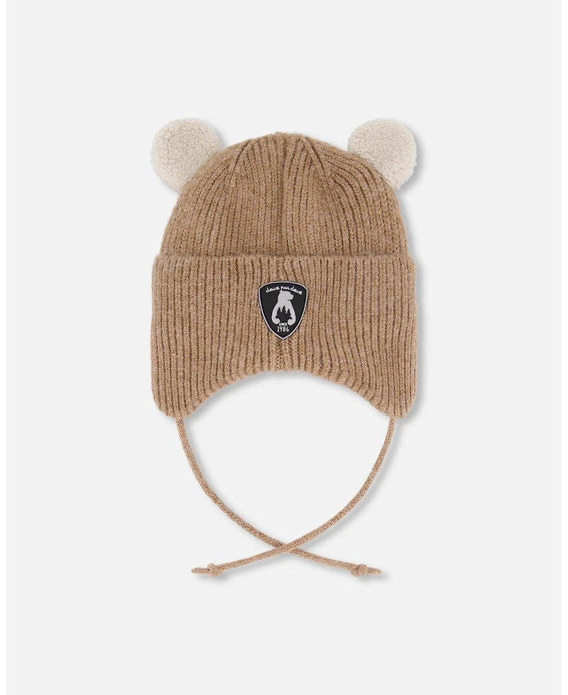 Deux par Baby Unisex Lined Winter Knit Hat with Ear Flaps Brown - Baby|Toddler