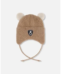 Deux par Baby Unisex Lined Winter Knit Hat with Ear Flaps Brown - Baby|Toddler