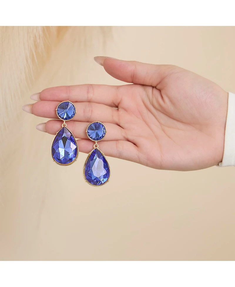 Jessica Simpson Blue Teardrop Statement Earrings