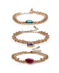Jessica Simpson 3-Piece Chunky Gemstone Chain Bracelet Set