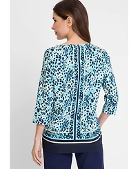 Olsen Women's Modern Animal and Border Print T-Shirt