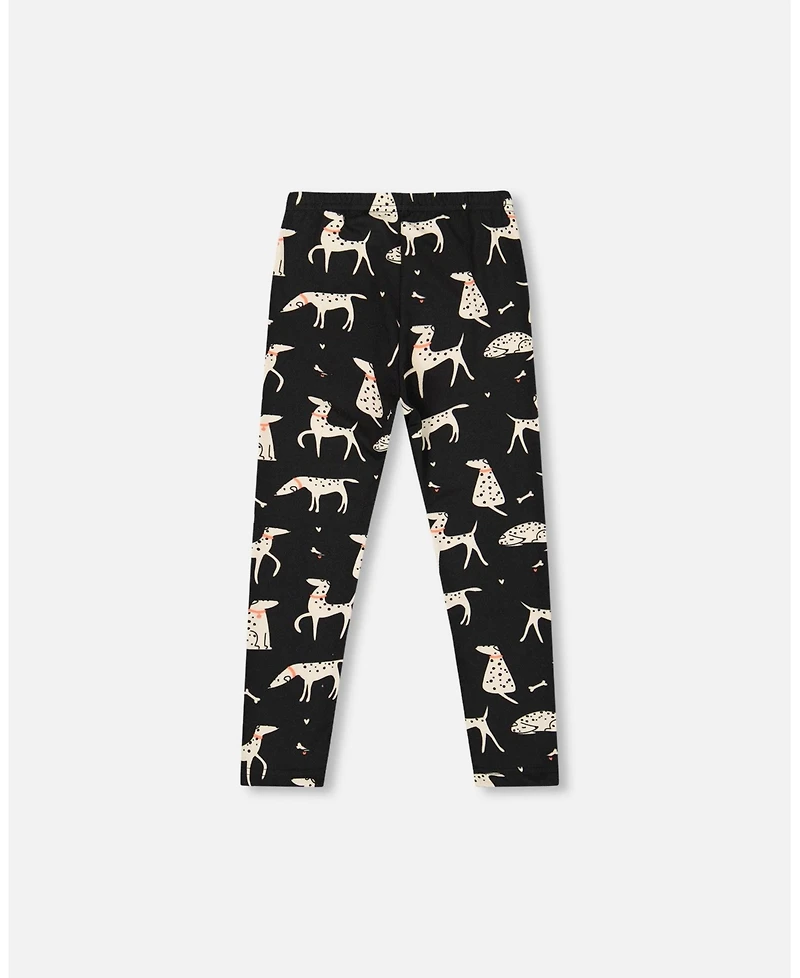 Deux par Big Girls Printed Jersey Leggings Black with Dalmatians