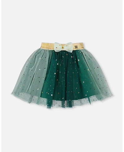 Deux par Big Girls Mesh Skirt with Bow for est Green