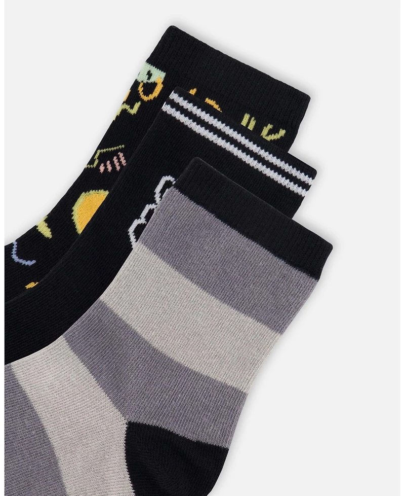Deux par Boy 3-Pack Knit Socks Black - Toddler|Child