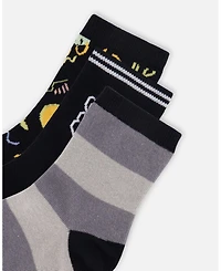 Deux par Boy 3-Pack Knit Socks Black - Toddler|Child
