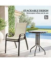 Outsunny Outdoor Bistro Set Small Patio w/ Stackable Chairs,