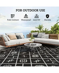 Outsunny Outdoor Rug, 9' x 18' Floor Mat, Rhombus