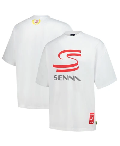 Ayrton Men's and Women's Senna White F1 Graphic Oversized T-Shirt