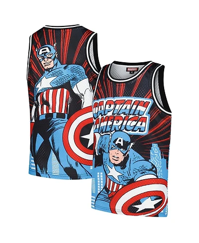 Lids Big Boys and Girls Black Captain America Print Mesh Fashion Jersey