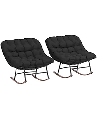Outsunny Outdoor Rocking Chair Set of 2, Papasan Chairs,