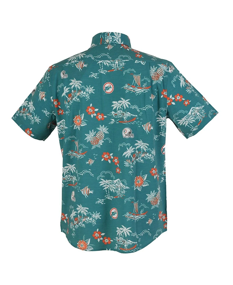 Reyn Spooner Men's Aqua Miami Dolphins Throwback Kekai Performance Button-Down Shirt