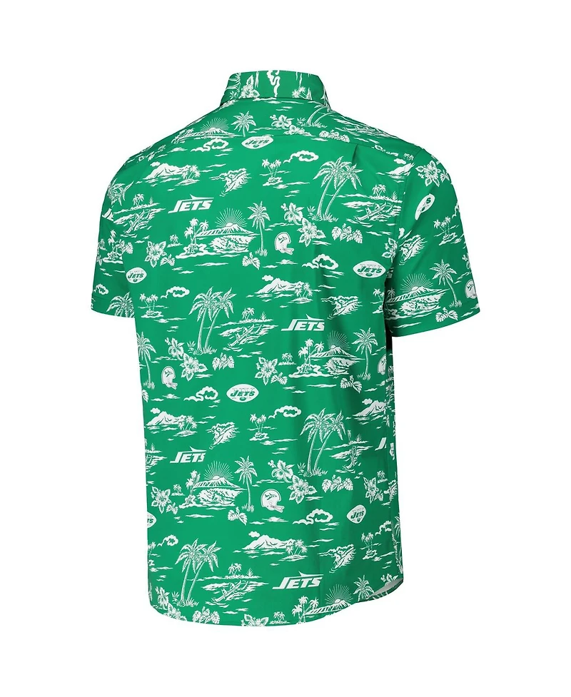 Reyn Spooner Men's Kelly Green New York Jets Throwback Kekai Print Button-Up Shirt