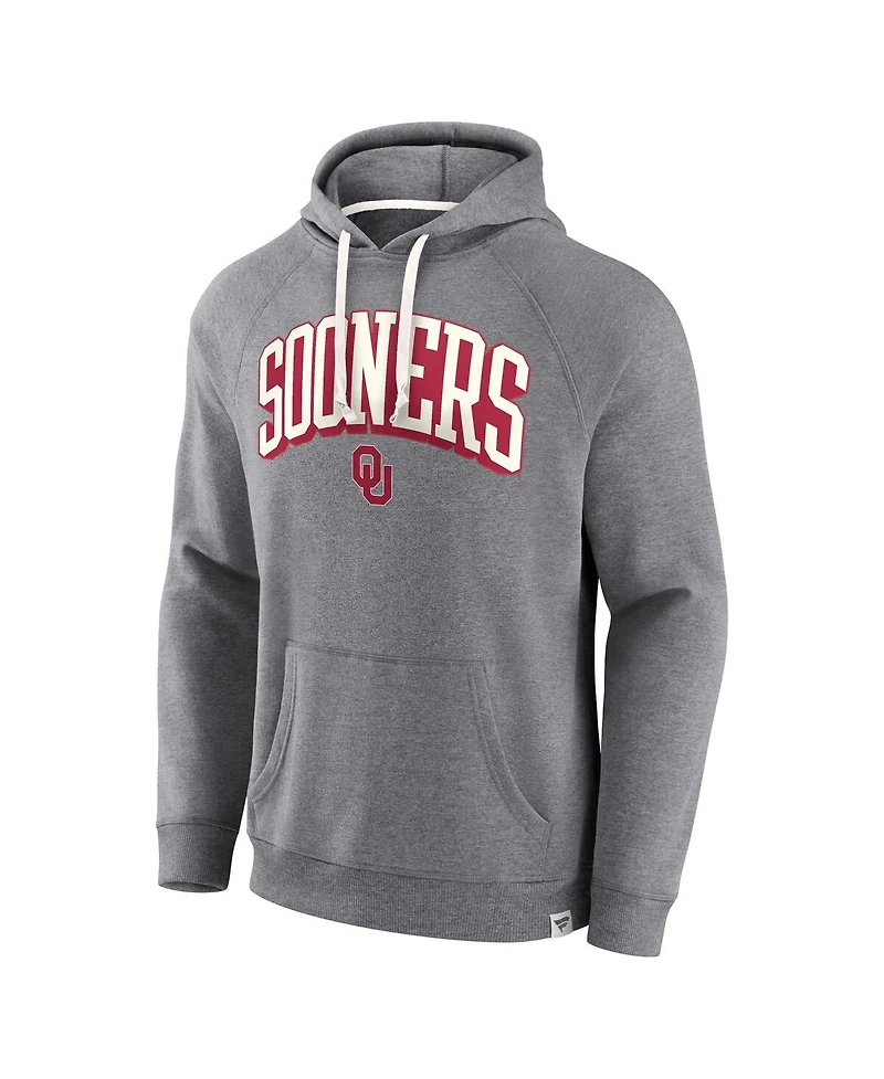Fanatics Men's Heather Gray Oklahoma Sooners True Classics On Deck Raglan Fleece Pullover Hoodie