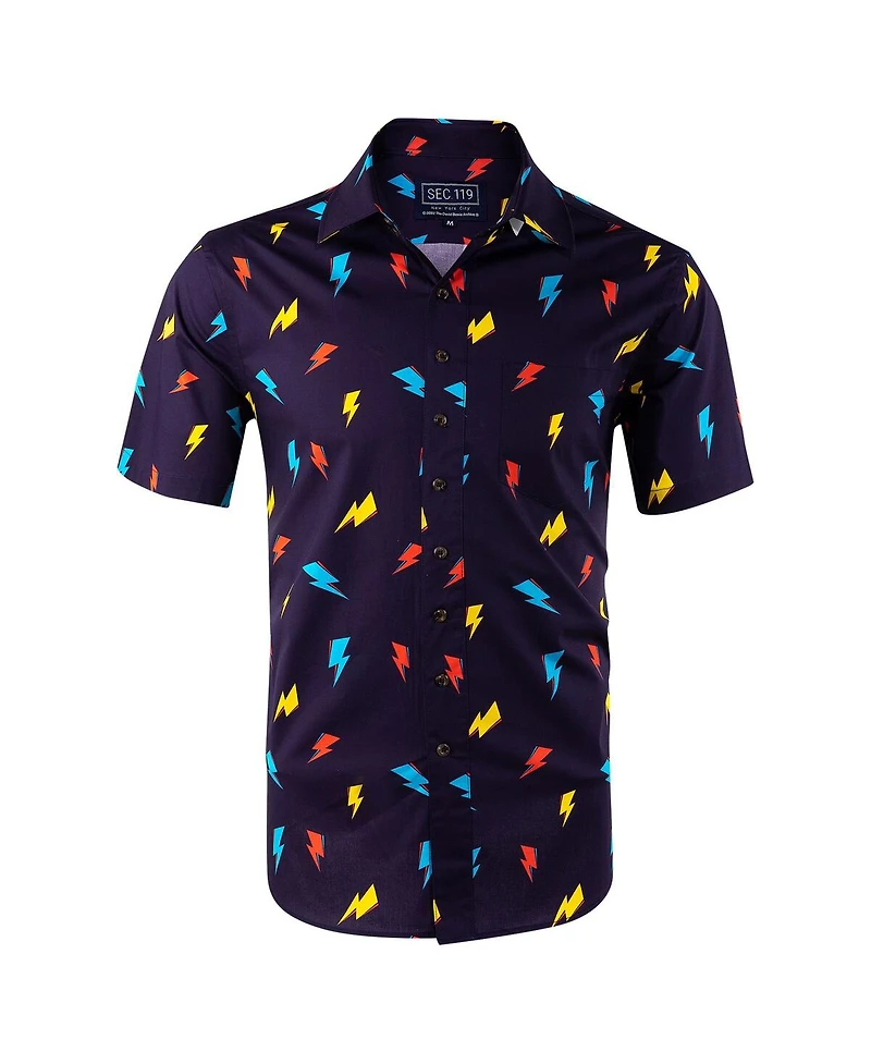 Section 119 Men's Purple David Bowie Electric Bolt Button-Down Shirt