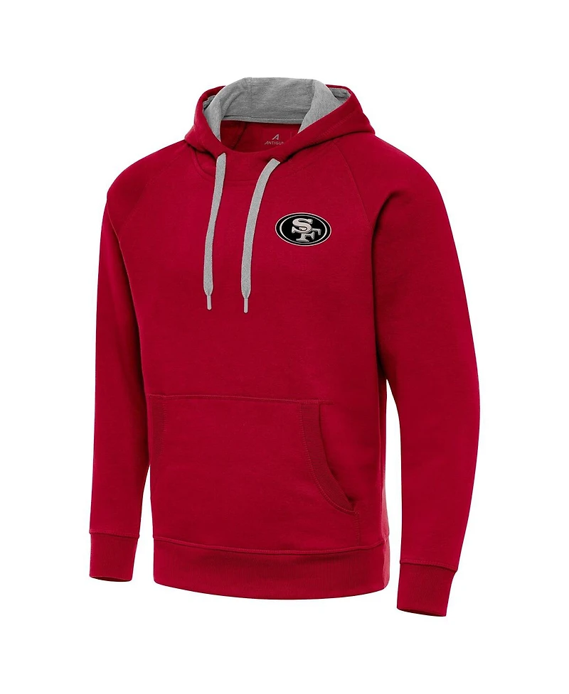 Antigua Men's Scarlet San Francisco 49ers Brushed Carbon Victory Pullover Hoodie