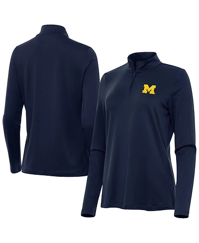 Antigua Women's Navy Michigan Wolverines Reprocess Quarter-Zip Sweatshirt