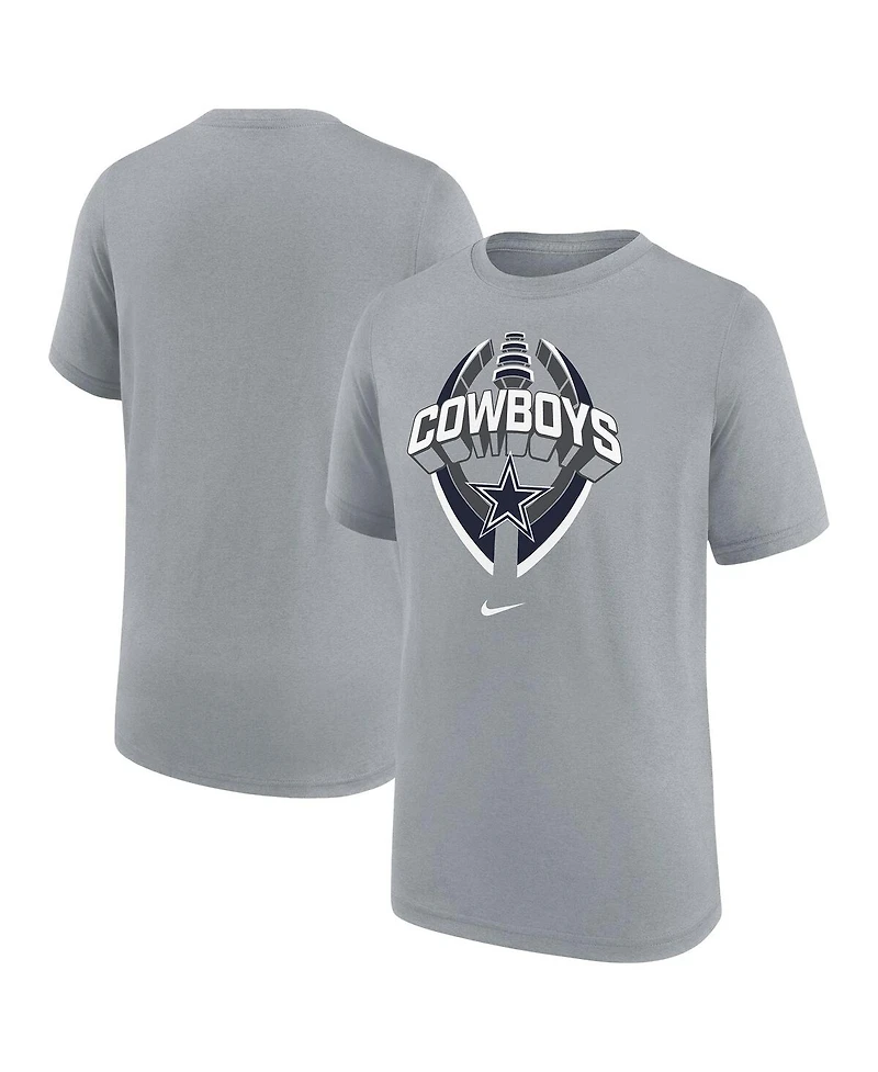 Nike Big Boys and Girls Gray Dallas Cowboys Icon Legend T-Shirt