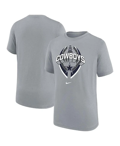 Nike Big Boys and Girls Gray Dallas Cowboys Icon Legend T-Shirt