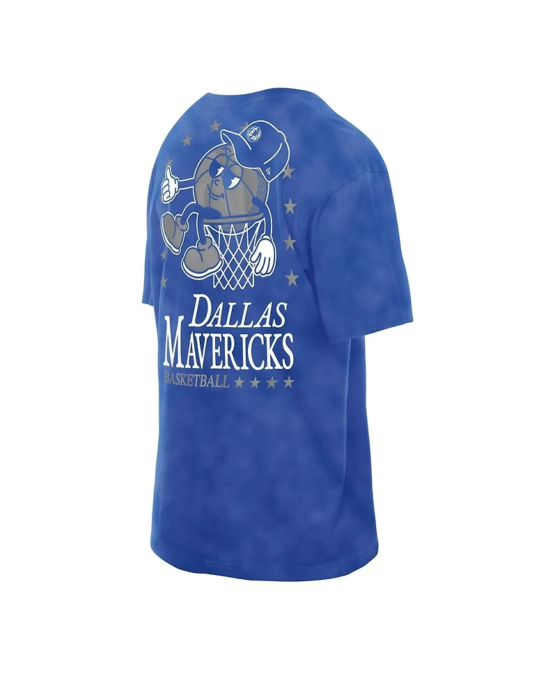 New Era Men's Blue Dallas Mavericks Old School Sport Enzyme Wash Oversized T-Shirt