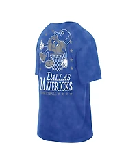 New Era Men's Blue Dallas Mavericks Old School Sport Enzyme Wash Oversized T-Shirt