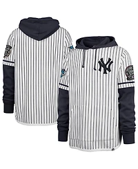 '47 Brand Men's White New York Yankees 2000 World Series Winning Stripes Shortstop Pullover Hoodie