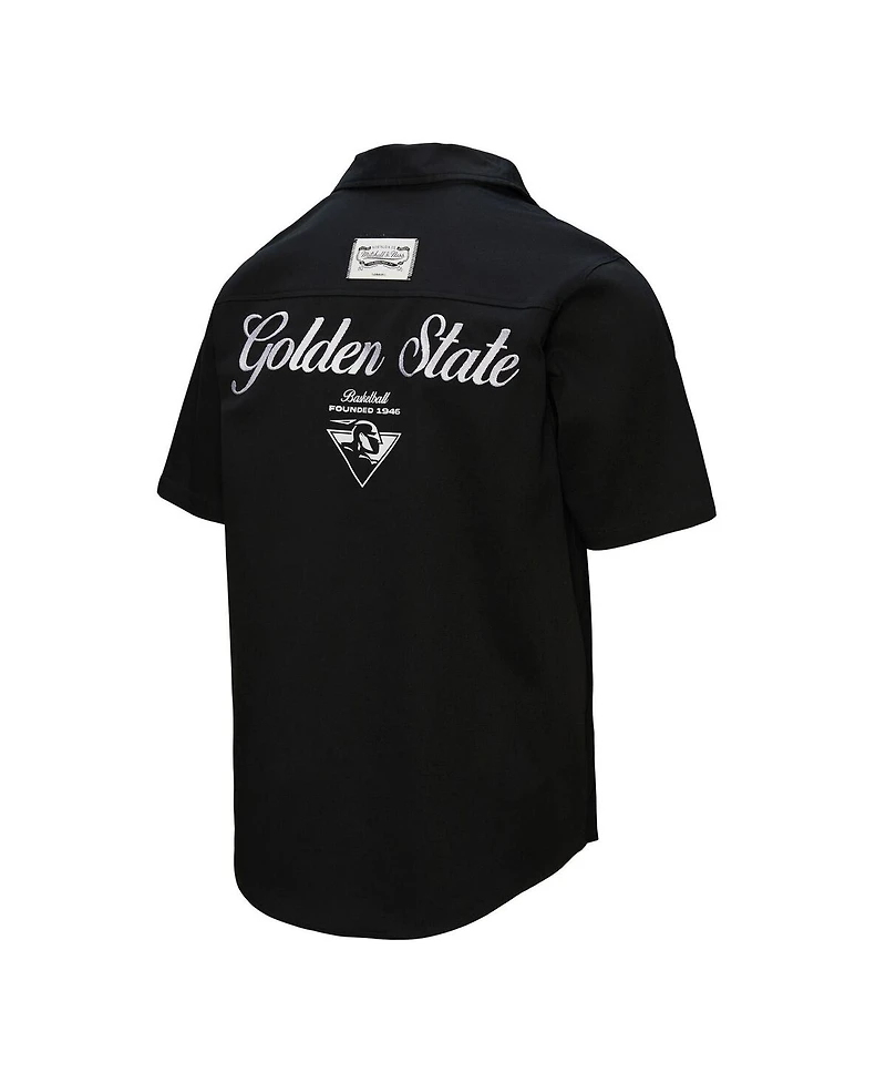 Mitchell & Ness Men's Black Golden State Warriors Hardwood Classics Camp Shirt