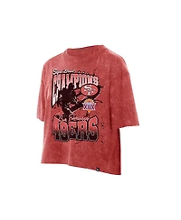 New Era Women's Scarlet San Francisco 49ers Cropped Boxy Sport Classics Mineral Wash T-Shirt