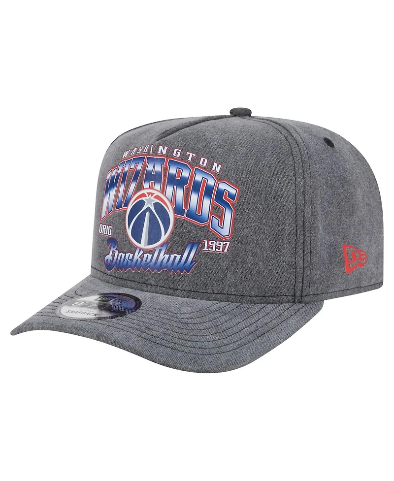 New Era Men's Charcoal Washington Wizards Throwback Washed Pre-Curved 9FIFTY Snapback Hat