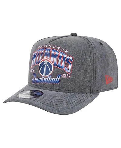 New Era Men's Charcoal Washington Wizards Throwback Washed Pre-Curved 9FIFTY Snapback Hat