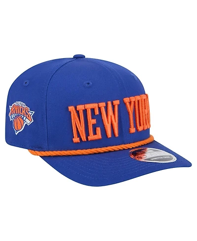 New Era Men's Blue New York Knicks Wordmark Rope 9SEVENTY Adjustable Hat