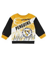Mitchell & Ness Toddler 2-Piece Pittsburgh Penguins Oversized Block Buster Fleece Sweatshirt and Pants Set