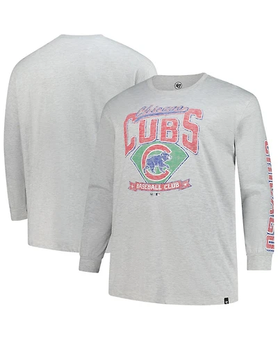 '47 Brand Men's Gray Chicago Cubs Big Tall Distressed Franklin Long Sleeve T-Shirt