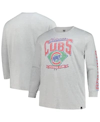 '47 Brand Men's Gray Chicago Cubs Big Tall Distressed Franklin Long Sleeve T-Shirt