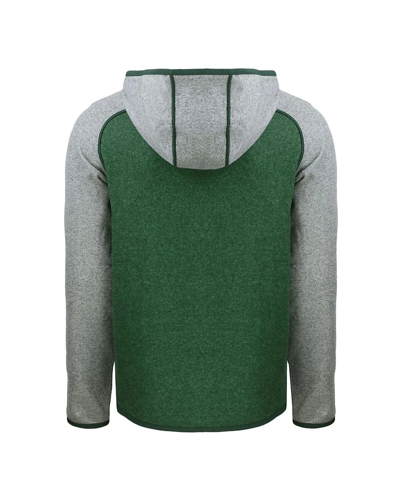 Cutter & Buck Men's Green/Gray Philadelphia Eagles Throwback Mainsail Sweater-Knit Full-Zip Hoodie