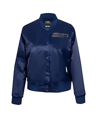 Pro Standard Women's College Navy Seattle Seahawks Jeweled Satin Full-Snap Jacket