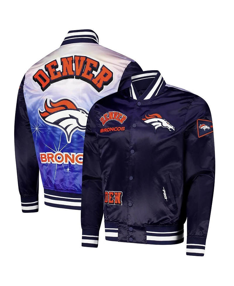 Pro Standard Men's Navy Denver Broncos Sublimated Satin Full-Snap Jacket